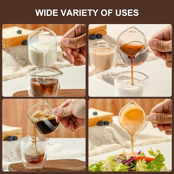PARACITY Espresso Cup with Handle set of 2, Double Spout Glass Measuring Cup - Image 7