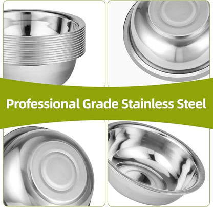 10 Pack 10.24 x 2.76 Inch Stainless Steel Mixing Bowls - Image 3