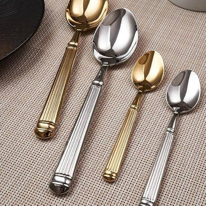 Silverware Set for 8 Flatware Set 32 Pieces Elegance Luxury Tableware Set Roman Column Handle Knives and Forks spoons 18/10 Stainless Steel Cutlery Utensil Sets for Home Restaurant Dishwasher Safe