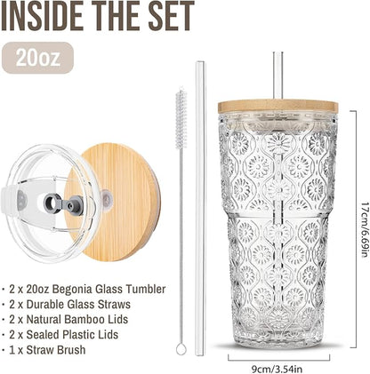 SoulTimes 20oz Begonia Flower Glass Tumbler - Image 3