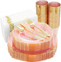 175 Pcs Pink Gold Plates for Easter | Pink Party Plates Set for 25 Guests by Hioasis