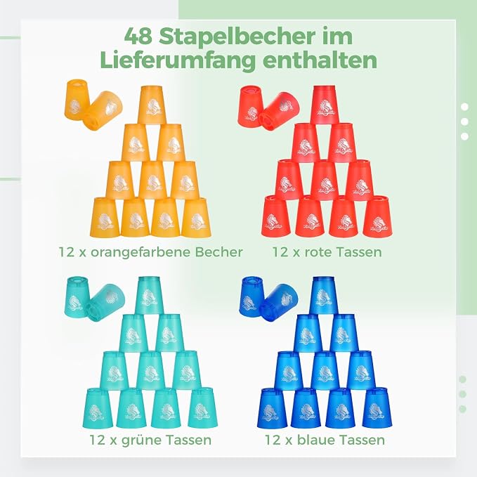 yeesport 48 Sport Stacking Cups Red/Blue/Green/Orange - Image 6