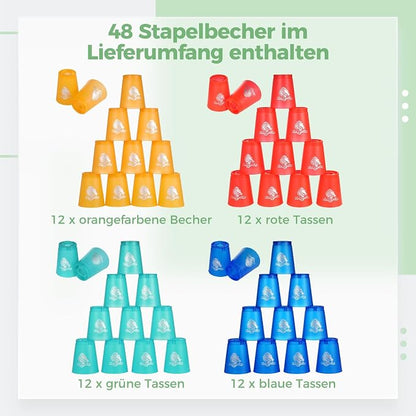 yeesport 48 Sport Stacking Cups Red/Blue/Green/Orange - Image 6