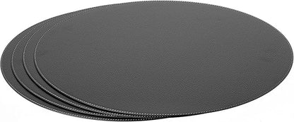 Nikalaz Oval Placemats Set (Pack of 4) Recycled Leather Table Mats 18 x 13 inches (45.7 x 33 centimetres), Kitchen Dining Table Decor by Nikalaz (Black)