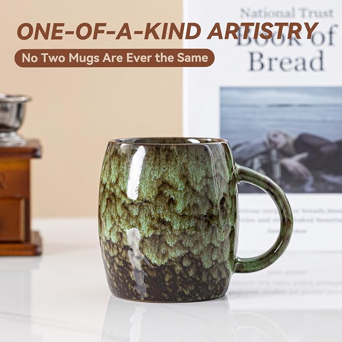 Unique Reactive Glaze Ceramic Coffee Mug - 14 oz Large Coffee Cup - Image 3