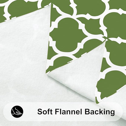 Smiry Square Table Cloth, Waterproof Vinyl Tablecloth with Flannel Backing for Square Tables, Wipeable Spillproof Plastic Tablecloths for Dining, Camping, Indoor and Outdoor (54"x54", Green)