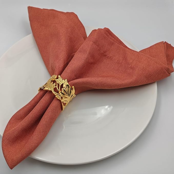 12 Pcs Gold Leaf Napkin Rings Set, Hollow-Out Golden Leaves Napkins Rings - Image 7