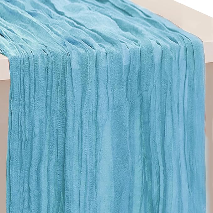1 Pack Baby Blue Cheesecloth Table Runner 35x120 Inch 10Ft Rustic Gauze Cheese by SuBleer