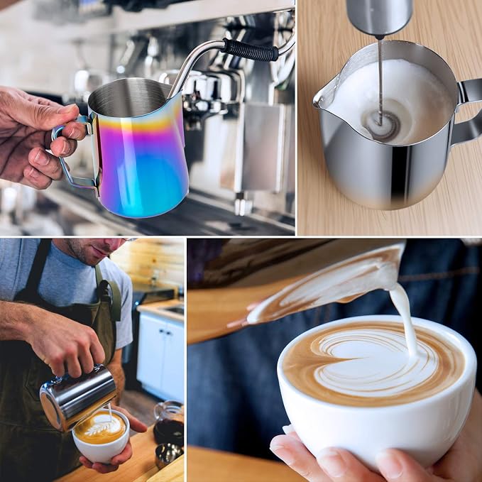 Milk Frothing Pitcher Colorful 350ml Steaming Pitchers Stainless Steel Milk - Image 5