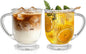 KEMORELA 16oz Ribbed Glass Coffee Mugs Set, Large Glass Mugs by KEMORELA