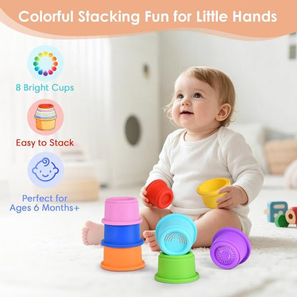 ZYFLSQ Stacking Cups Baby Toy 8 Pcs, Nesting Cups - Image 2