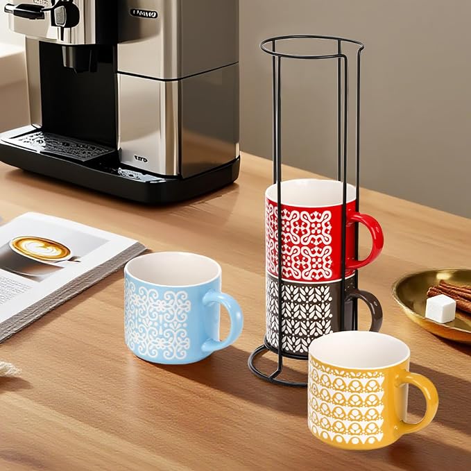 Hiceeden Set of 4 Stackable Coffee Mugs - Image 5