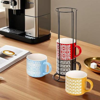 Hiceeden Set of 4 Stackable Coffee Mugs - Image 5