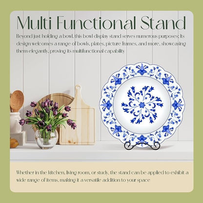 Wrought Iron Bowl Deep Platter Stand Detachable Metal Scroll Display Rack Easel - Image 6