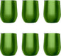 DISCOUNT PROMOS Stemless Wine Glass Tumblers with Lids by Largo 11 oz. Set of 6, Bulk Pack - Perfect for Wine, Cocktails, Other Hot & Cold Beverages - Lime Green