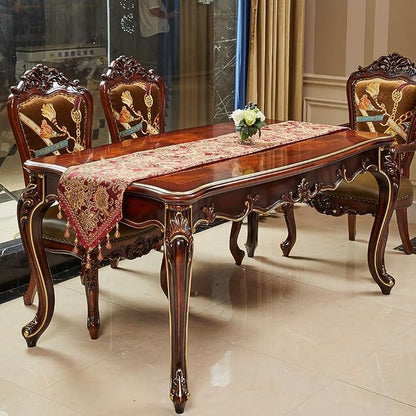 Luxury Vintage Table Runners 108 inches Long Embroidery Jacquard Fabric - Image 7