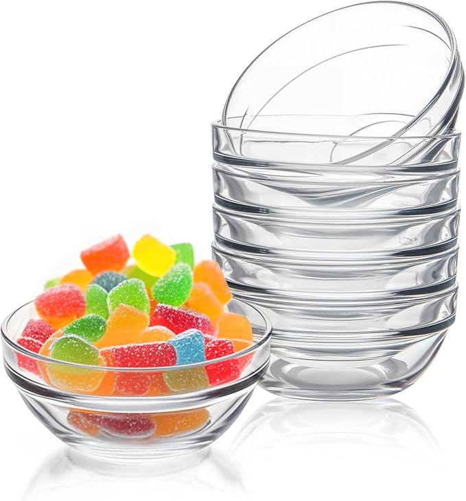 3.5in 4oz Small Glass Bowls, Mini Glass Containers, Pinch Bowl, Stackable by Farielyn-X