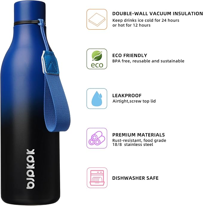 BJPKPK 25oz Insulated Water Bottle, Stainless Steel Bottle - Image 2