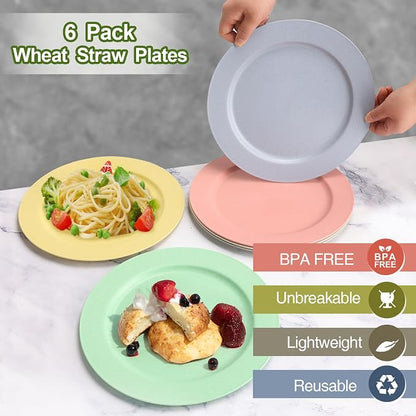 shopwithgreen 10 Inch Wheat Straw Dinner Plates, 6 Pack Unbreakable Sturdy - Image 5