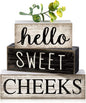 Moucuny 4 Pcs Bathroom Shelf Decor Hello Sweet Cheeks Sign Farmhouse Bathroom by Moucuny