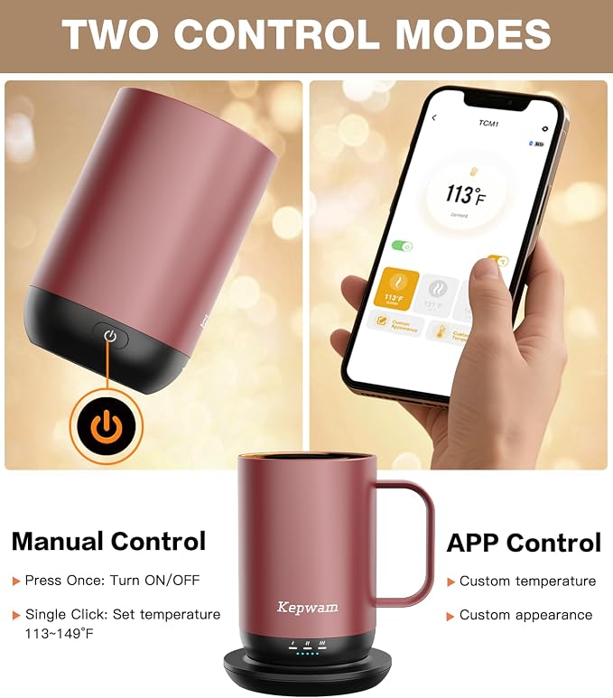 Kepwam Self-Heating Coffee Mug T1, 16oz Rechargeable Heated Coffee Mug - Image 4