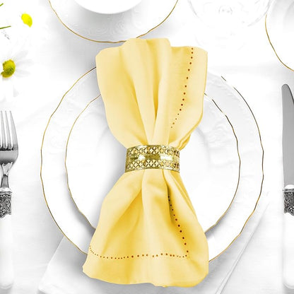 Urban Villa Cloth Napkins Set of 12 20x20 Inches 100% Cotton Hemstitch Napkins Cloth Washable Durable Reusable Absorbent Table Dinner Napkins Cloth for Hotel Lunch Restaurant Weddings Parties – Yellow