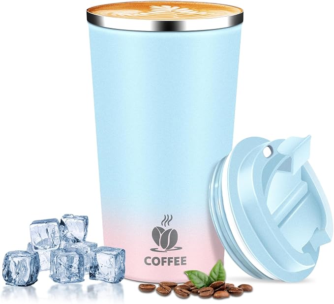 Insulated Travel Coffee Mug Reusable Coffee Tumbler Cup by QEMAUUAHealthyLife