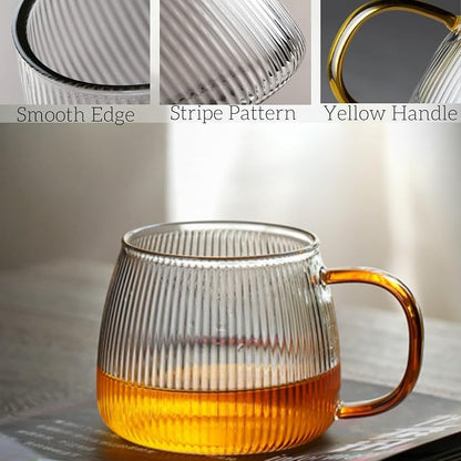 AVLA 6 Pack Glass Coffee Mugs, 16 OZ Unique Vertical Stripes Coffee Cup - Image 6
