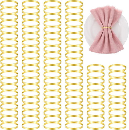 100 Pcs Gold Napkin Rings, Metal Napkin Ring Napkins Holders Buckles, Stylish by Unknown