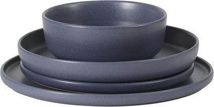 Gibson Elite Bayou Moon Plates and Bowls Sets, 16-Piece Blue Matte Stoneware - Image 7