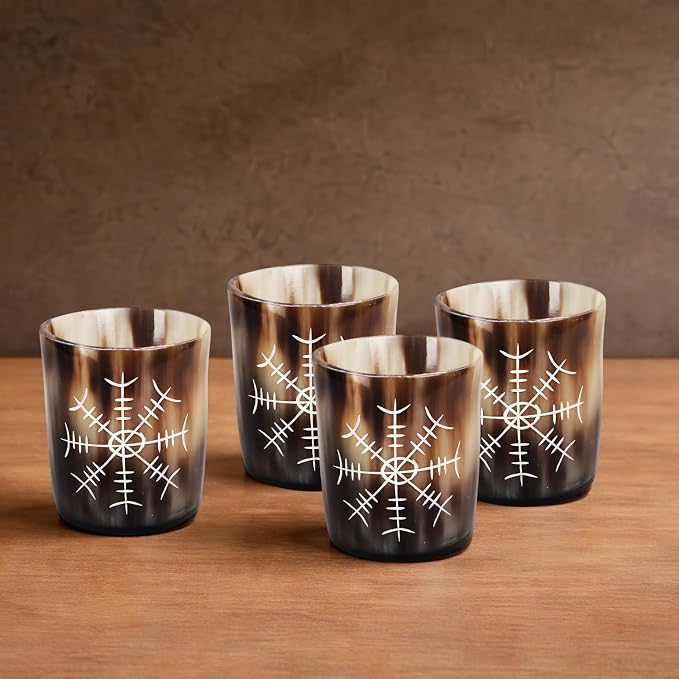 Handicrafts Home Viking Horn Shot Glasses Set of 4, Handmade Natural Ox Horn - Image 5