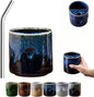 18oz Ceramic Coffee Mug with Hole, Vintage Kiln Style Handleless Tumbler by Unknown