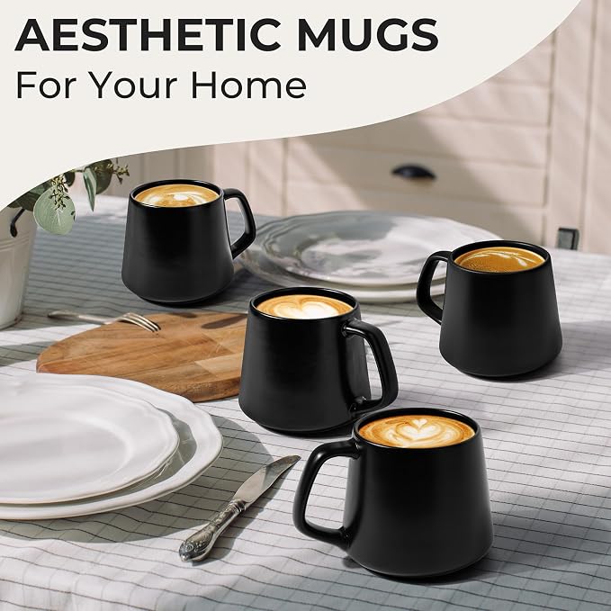 MIAMIO - Coffee Mugs Set of 4, Large Mug - Luxe | Large Ceramic Coffee Mugs - Image 3
