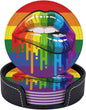 LGBT Pride Lips Drinking Coasters PU Leather Coaster by YISHOW