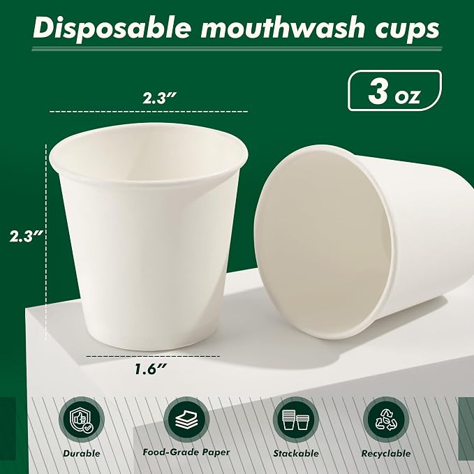 3 oz Bathroom Cups 200 Pack Small Paper Cups | Leak-Resistant Disposable Paper - Image 2