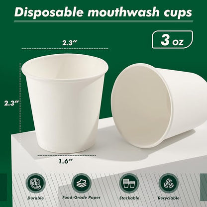 3 oz Bathroom Cups 200 Pack Small Paper Cups | Leak-Resistant Disposable Paper - Image 2