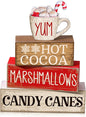 Moucuny 4 Pcs Wooden Christmas Tabletop Decor Hot Cocoa Tiered Tray Decor by Moucuny