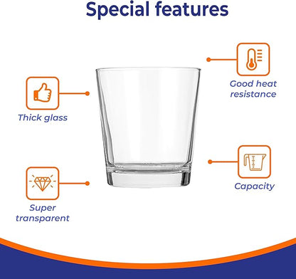 12.85 oz Highball Glasses, 6pc Water Glasses Drinking Set Thick Heavy Base, Glassware for Mojito, Juice, Milk, Mixed Drink|Dishwasher Safe