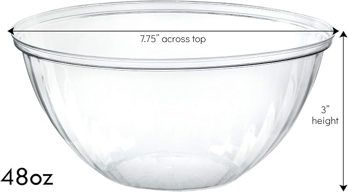 Disposable 48 Ounce Round Crystal Clear Plastic Bowls - Image 2