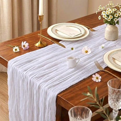 10 Pack White Cheesecloth Table Runner 17 x 108 Inch | Boho Gauze Fabric - Image 3