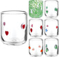Icon Juice Glasses, 14oz Stemless Wine Drinking Juice Glass Cup for Valentine Party Supplies Gift(7 Pcs,Multi-style)