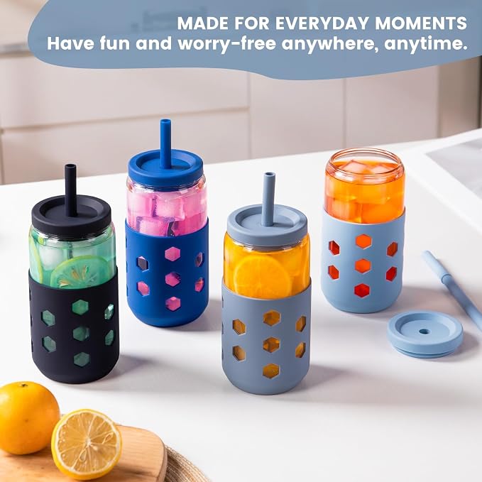 Mrsdry 16 oz Glass Cups with Lids and Straws - Image 8