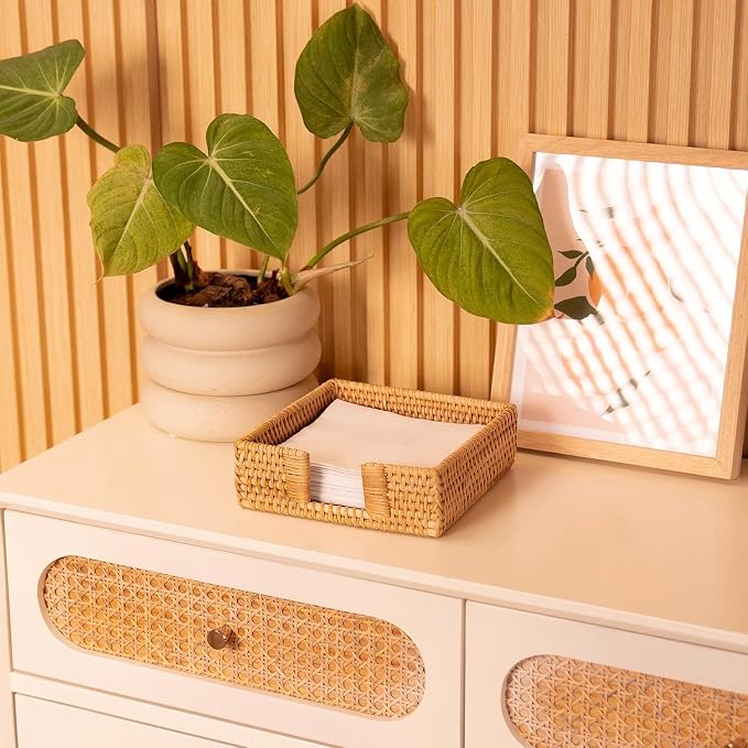 2 Pack Rattan Napkin Holder Square, Napkin Holders - Image 5