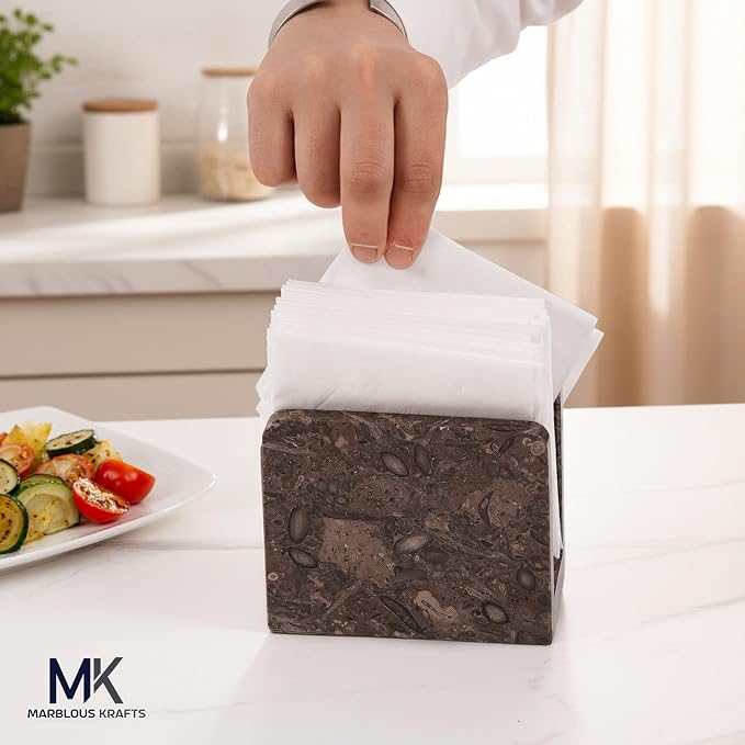 Marble Mini Napkin Holder 3" x 4" Inch Oceanic Stone - Image 4