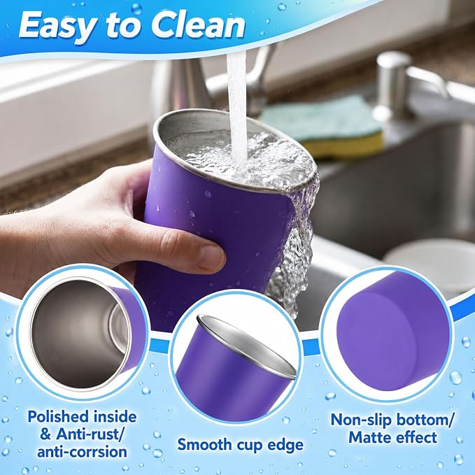 Mimorou 4 Pack Stainless Steel Pint Cups Metal Cups Unbreakable Drinking Water - Image 3