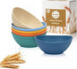 Wheat Straw Bowls 26oz, Unbreakable Ramen Bowl Set of 6, Oval Plastic Bowls by BUSOKIP