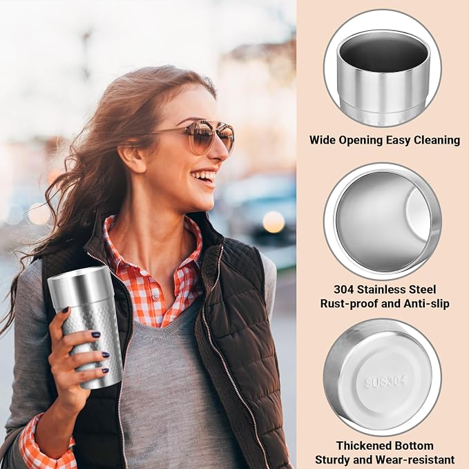 Stainless Cups, 19 oz Double Wall Insulated Tumbler, 4 Pack Unbreakable - Image 4