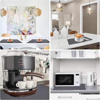 Gartful Gray Silicone Mats for Kitchen Counter, Large Silicone Countertop Protector, 25" x 17" Heat Resistant Desk Saver Pad, Nonskid Multipurpose Mat, Placemat, Non-Slip, 2PCS