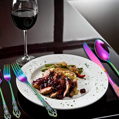 Retro Silverware Rainbow Set for 4 Stainless Steel Flatware 20 Pieces include - Image 2