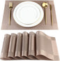 DACHUI Placemats Set of 4, Stylish Woven Place Mats for Dining Table, Washable & Durable PVC Table Mats (Champagne)